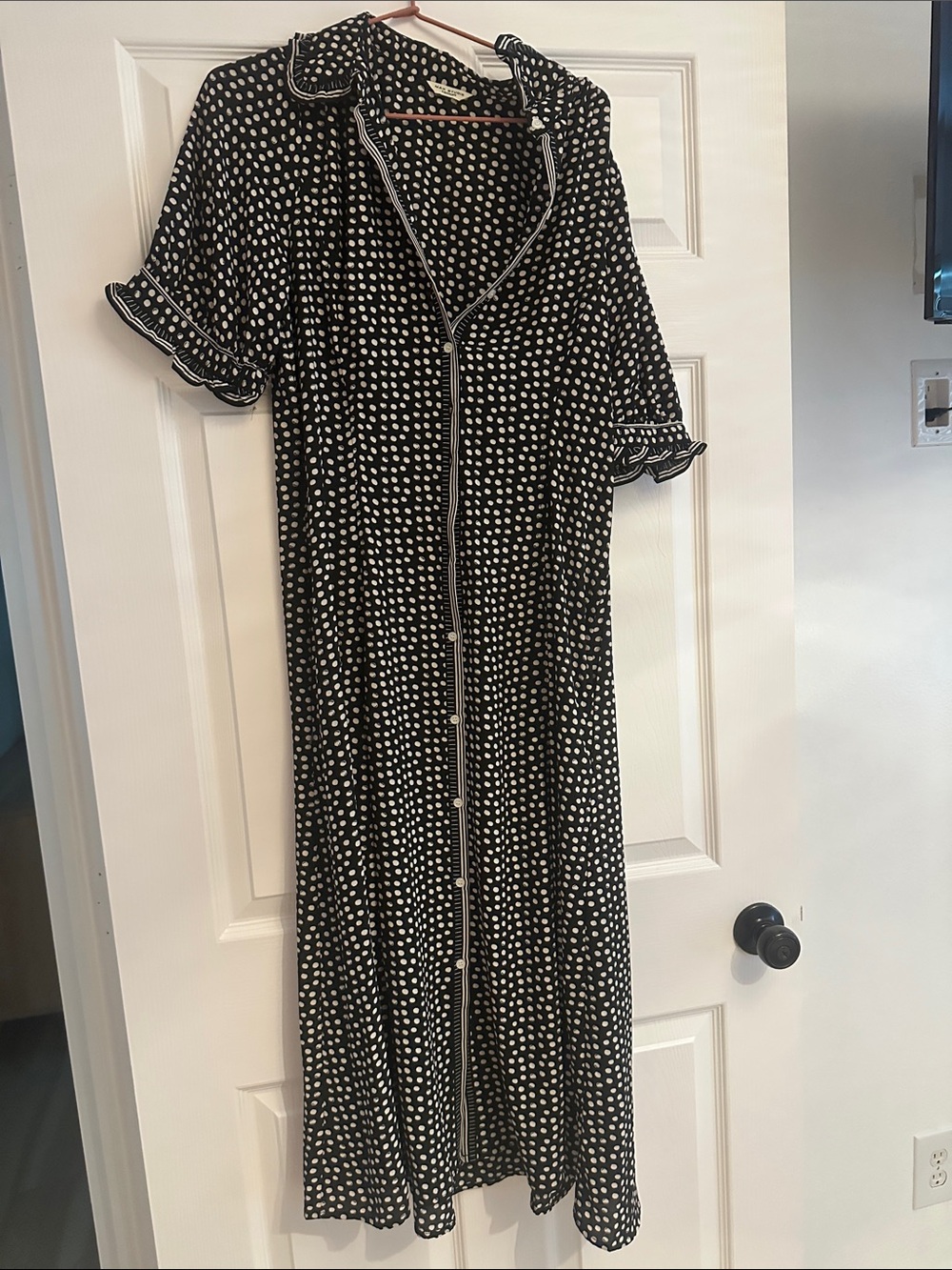 Max Studio Black and White Polka Dot Maxi Dress